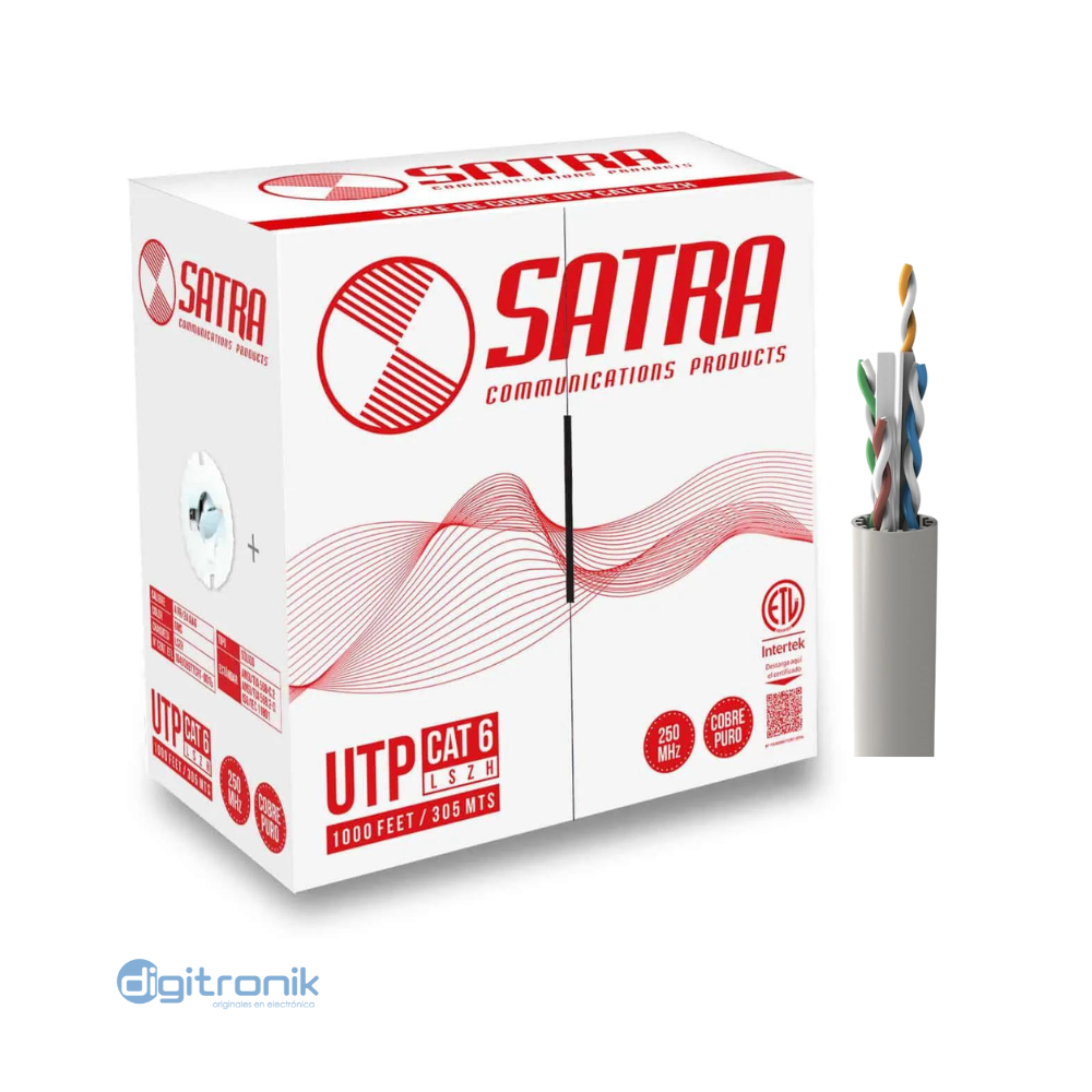 [ACNWCABCAT6LSZH] CABLE SOLIDO UTP/LSZH CAT6 GRIS X METRO SATRA