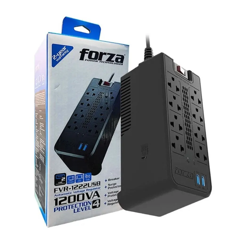 [PSFORFVR1222USB] ESTABILIZADOR 1200VA FVR-1222USB FORZA 600W 2USB 8 OUT